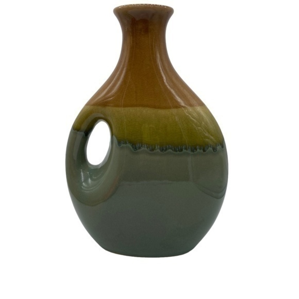 Vintage Pottery Glazed Vase Crackle Design